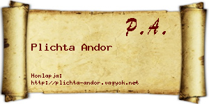 Plichta Andor névjegykártya